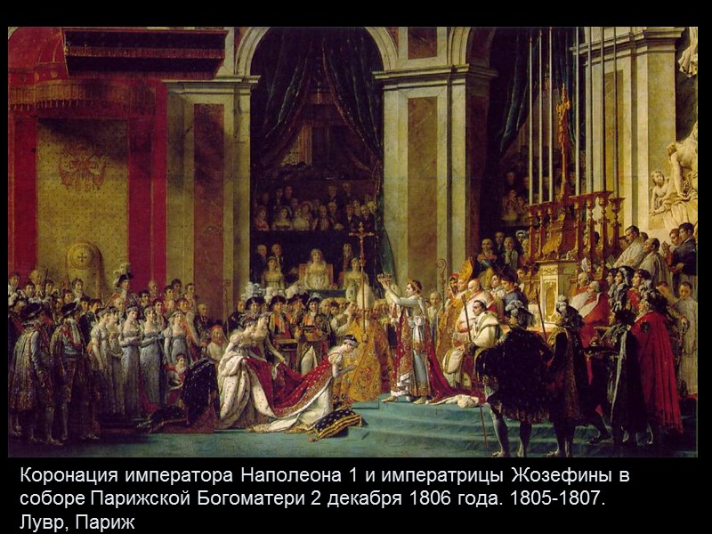 Коронация императора Наполеона 1 и императрицы Жозефины в соборе Парижской Богоматери 2 декабря 1806